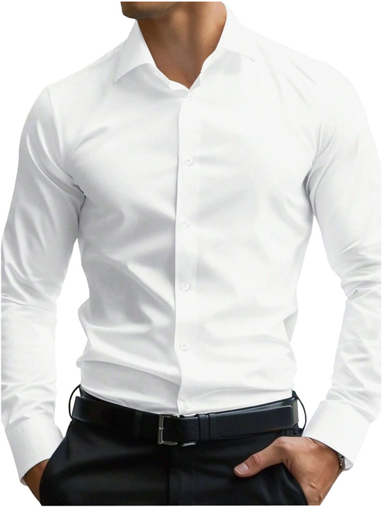 Biała koszula slim fit do garnituru, elegnckich spodni model 101