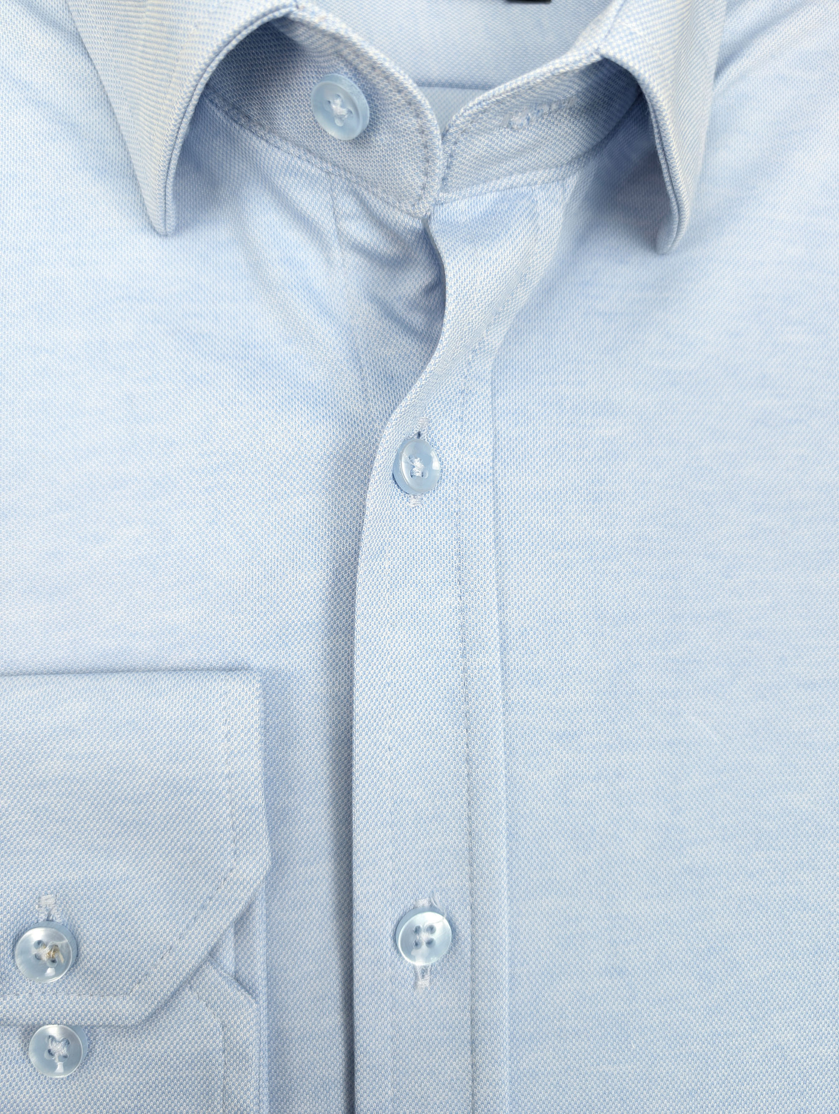 Niebieska Koszula Męska gładka z kołnierzykiem, długim rękawem 298