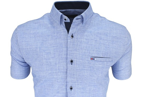 Niebieska koszula męska na krótki rękaw model 836