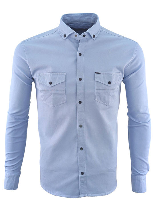 Niebieska Koszula Jeans na napy Rawlucci Model 112
