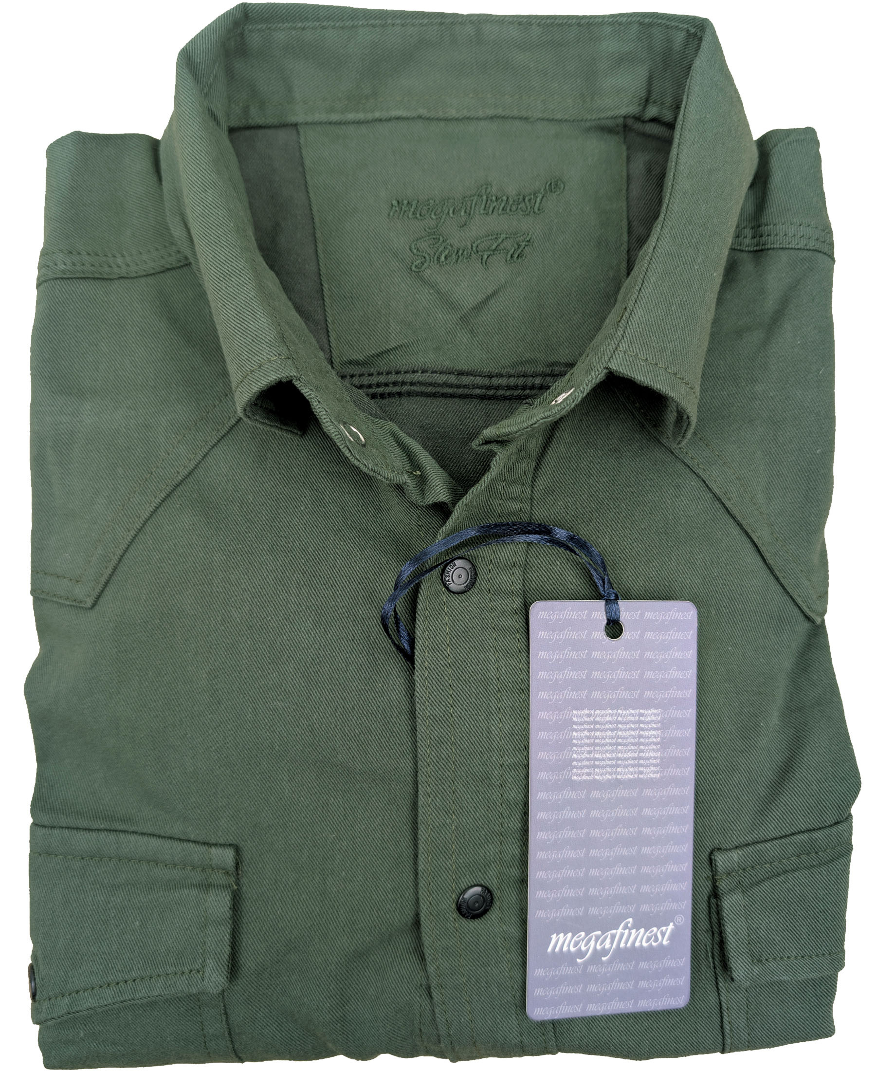 Khaki Koszula Męska Megafinest Flexible Military Green 287 Slim