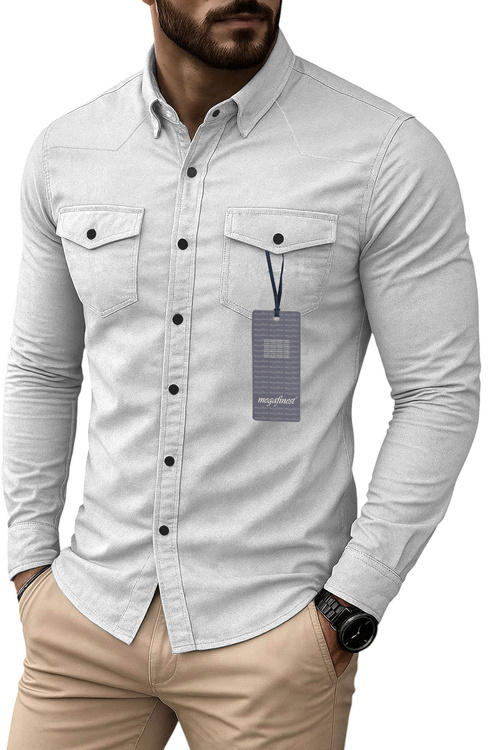 Koszula Szara Męska Megafinest Flexible Gray 285 Slim