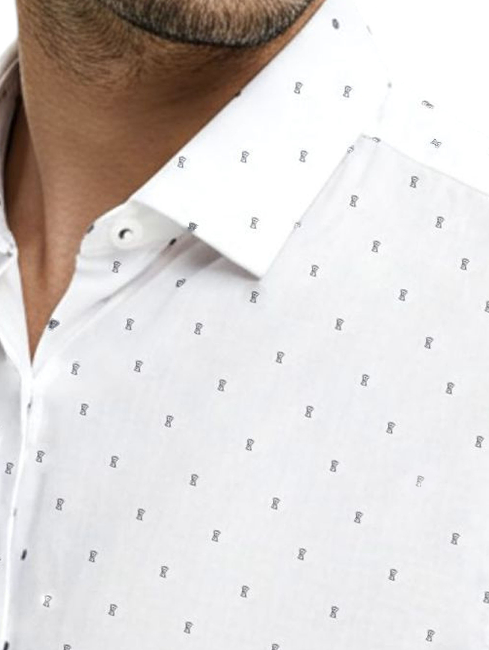 Elegancka Biała Koszula Męska z Delikatnym Wzorem Regular Fit 156