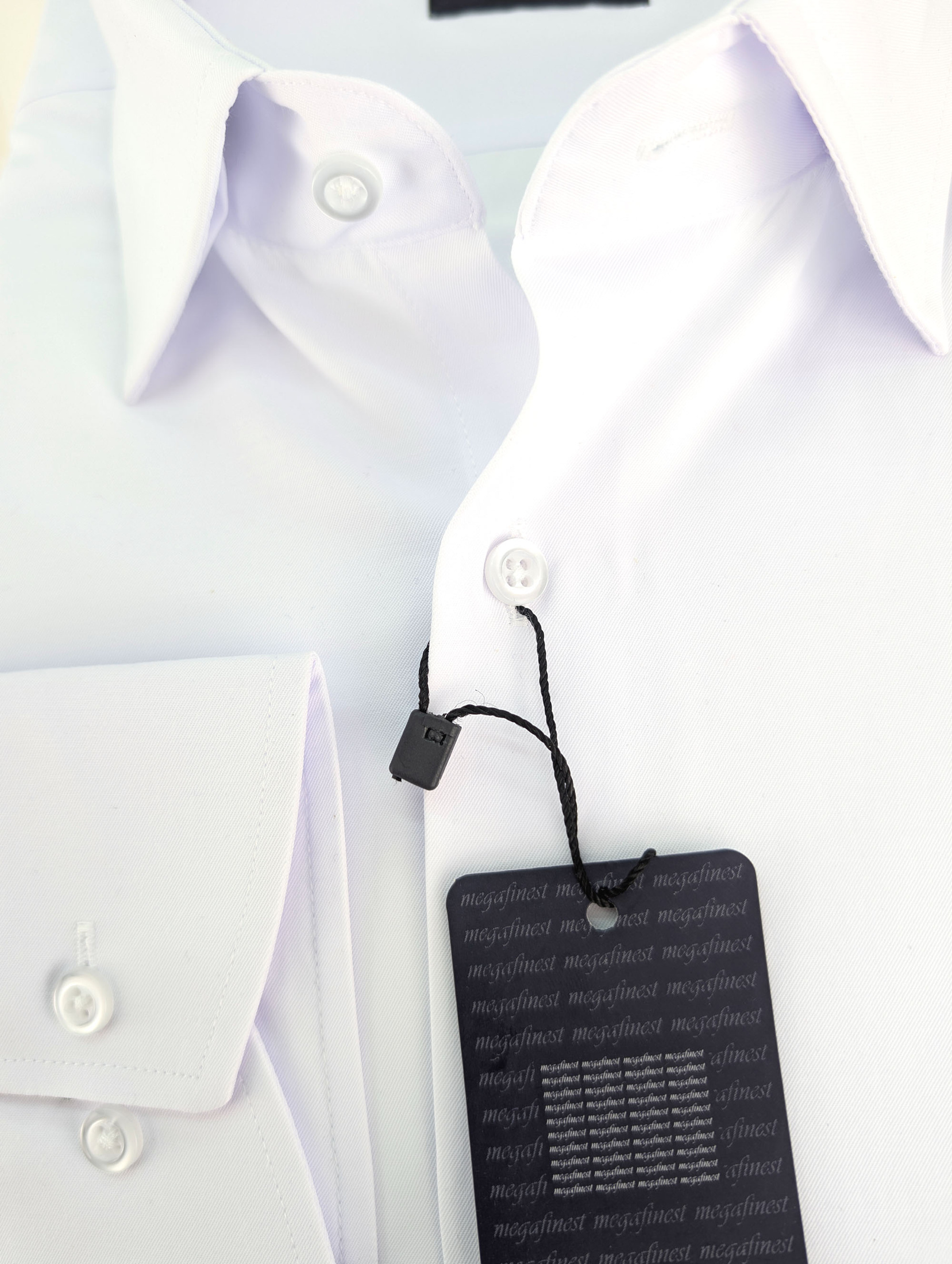 Biała Koszula Męska gładka z kołnierzykiem, długim rękawem 301