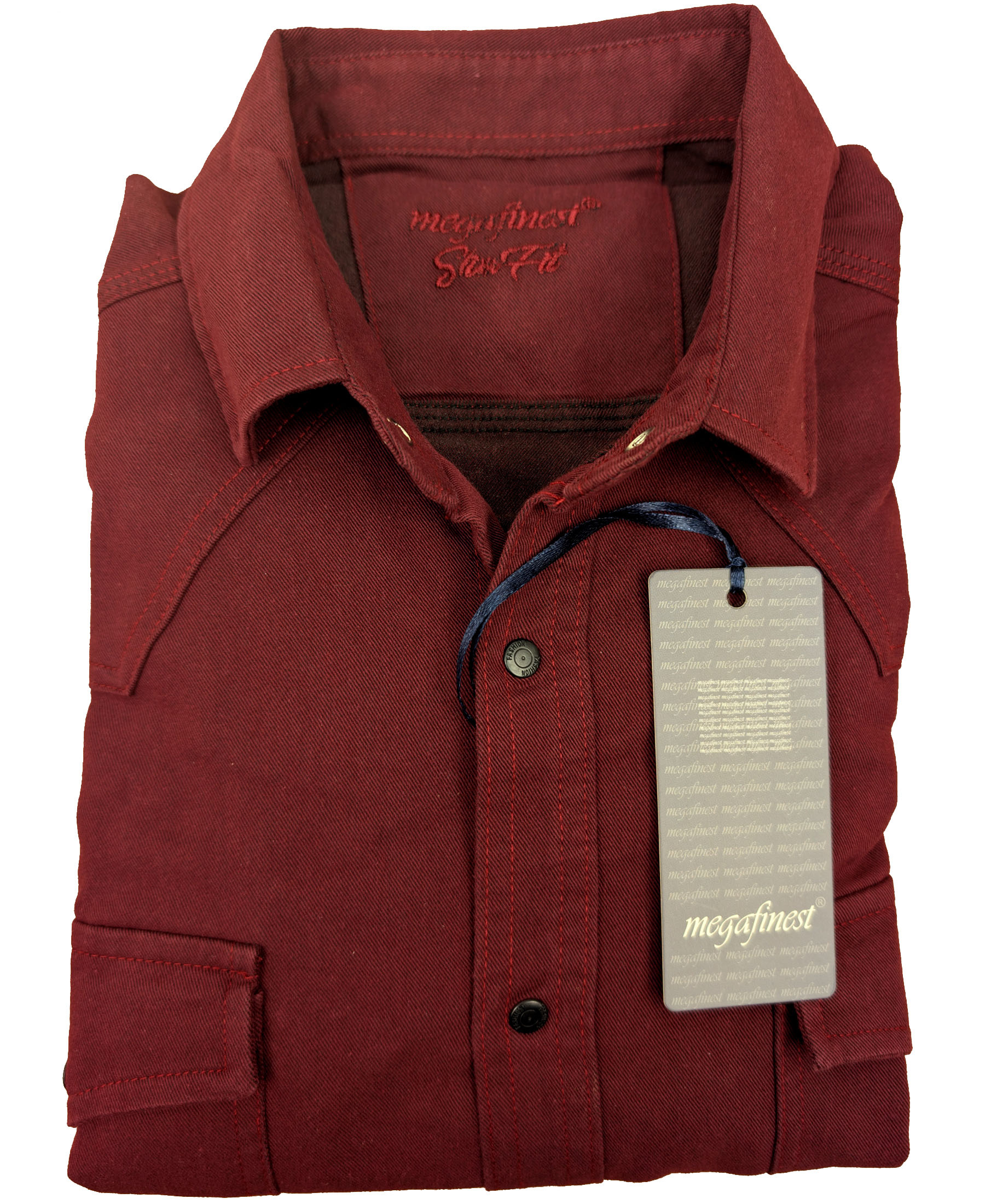 Bordowa Koszula Męska Megafinest Flexible Crimson 288 Slim