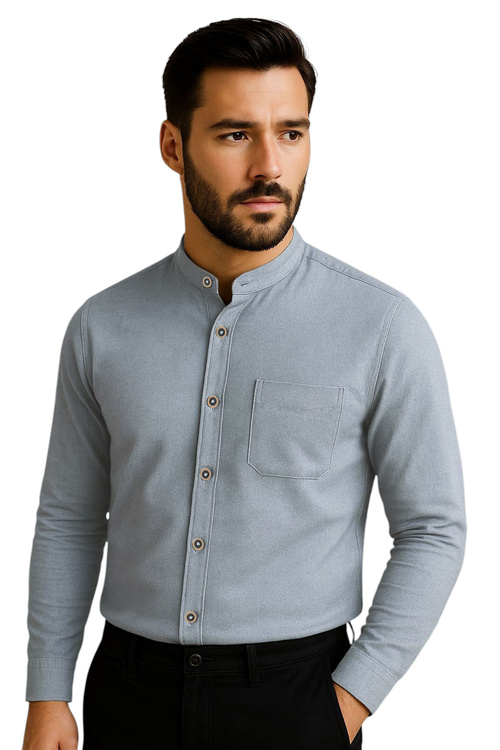 Koszula na stójce szara z długim rękawem nowy model 217