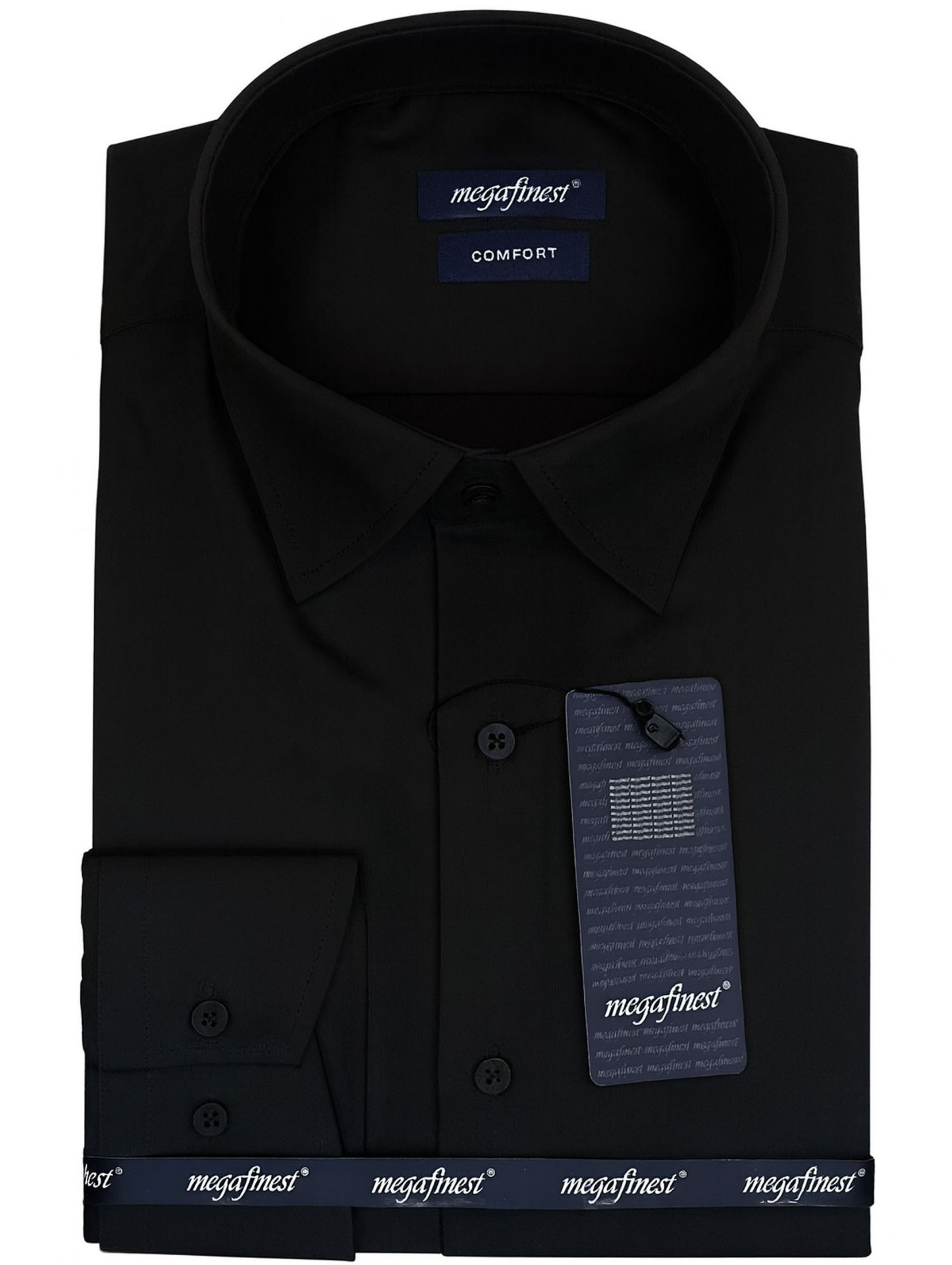 Czarna Koszula Męska Elegancka z długim rękawem Slim fit 305