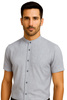 Szara Koszula Męska ze Stójką Bawełniana SLIM FIT Model 252