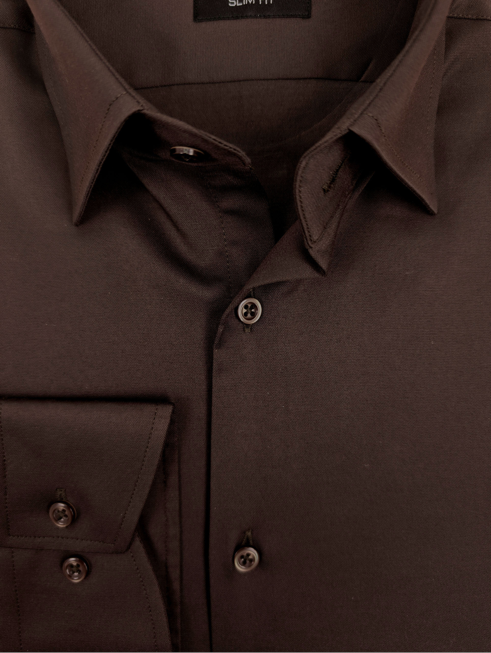 Brązowa Czekoladowa Koszula Męska Elegancka z długim rękawem 303