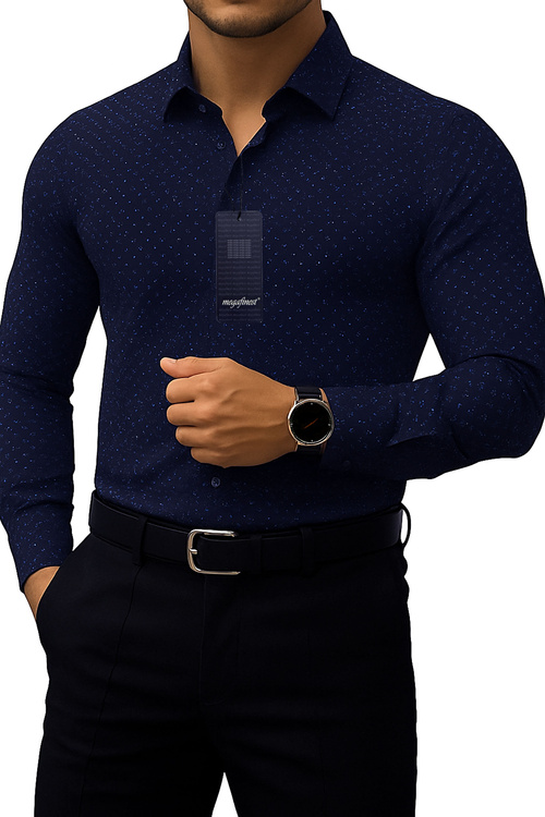 Elegancka ciemna koszula męska wizytowa klasyczna długi r. 308