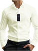 Kremowa Koszula Męska gładka z kołnierzykiem, długim rękawem 297