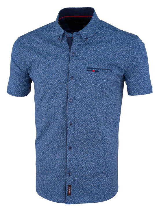 Granatowa Koszula Męska z Krótkim Rękawem Elegancka i Nowoczesna SLIM 229