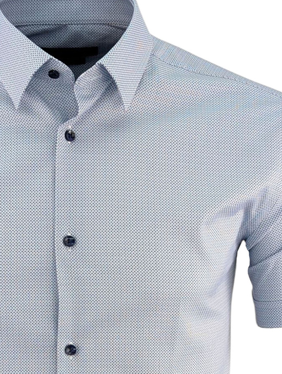 Duża Nowoczesna Koszula Męska z Kontrastowymi Guzikami Krótki Rękaw Regular Model 143