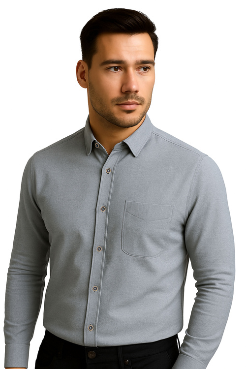 Koszula szara z kołnierzykiem i długim rękawem model 221