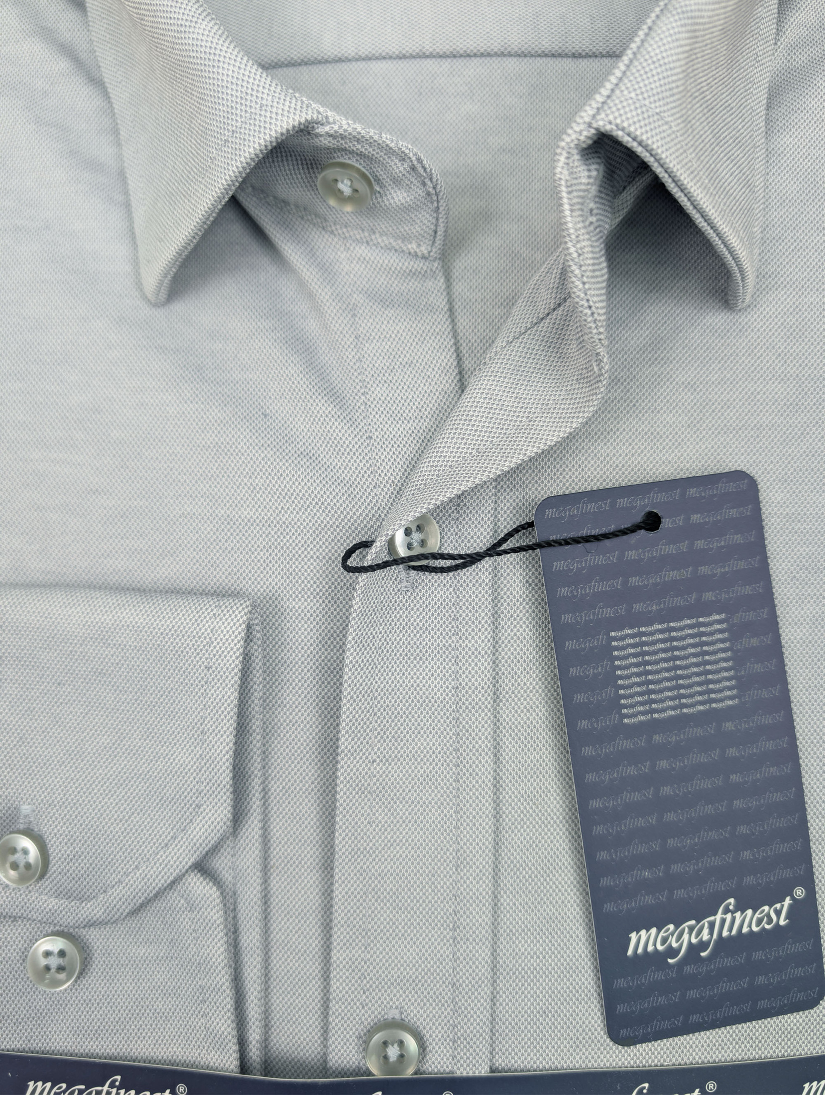 Szara Koszula Męska gładka z kołnierzykiem, długim rękawem 299