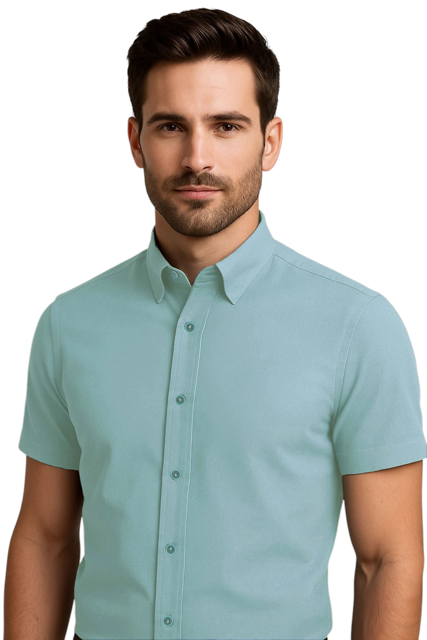 Zielona Koszula Męska z Krótkim Rękawem SLIM FIT Model 247