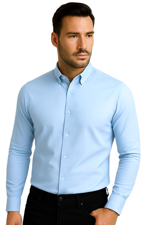 Koszula Męska Niebieska z Długim Rękawem 216