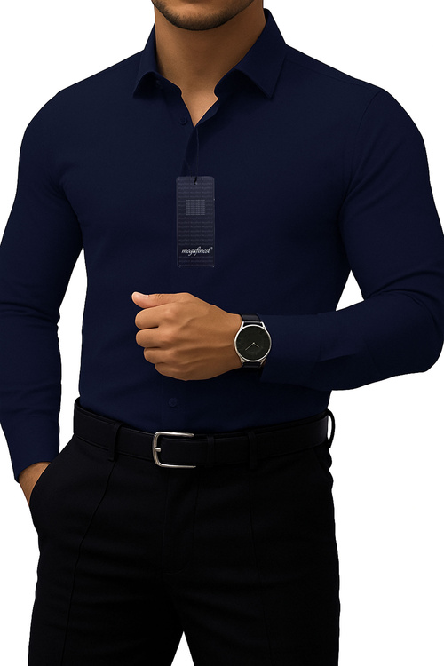 Elegancka Granatowa koszula męska klasyczna długi rękaw 311