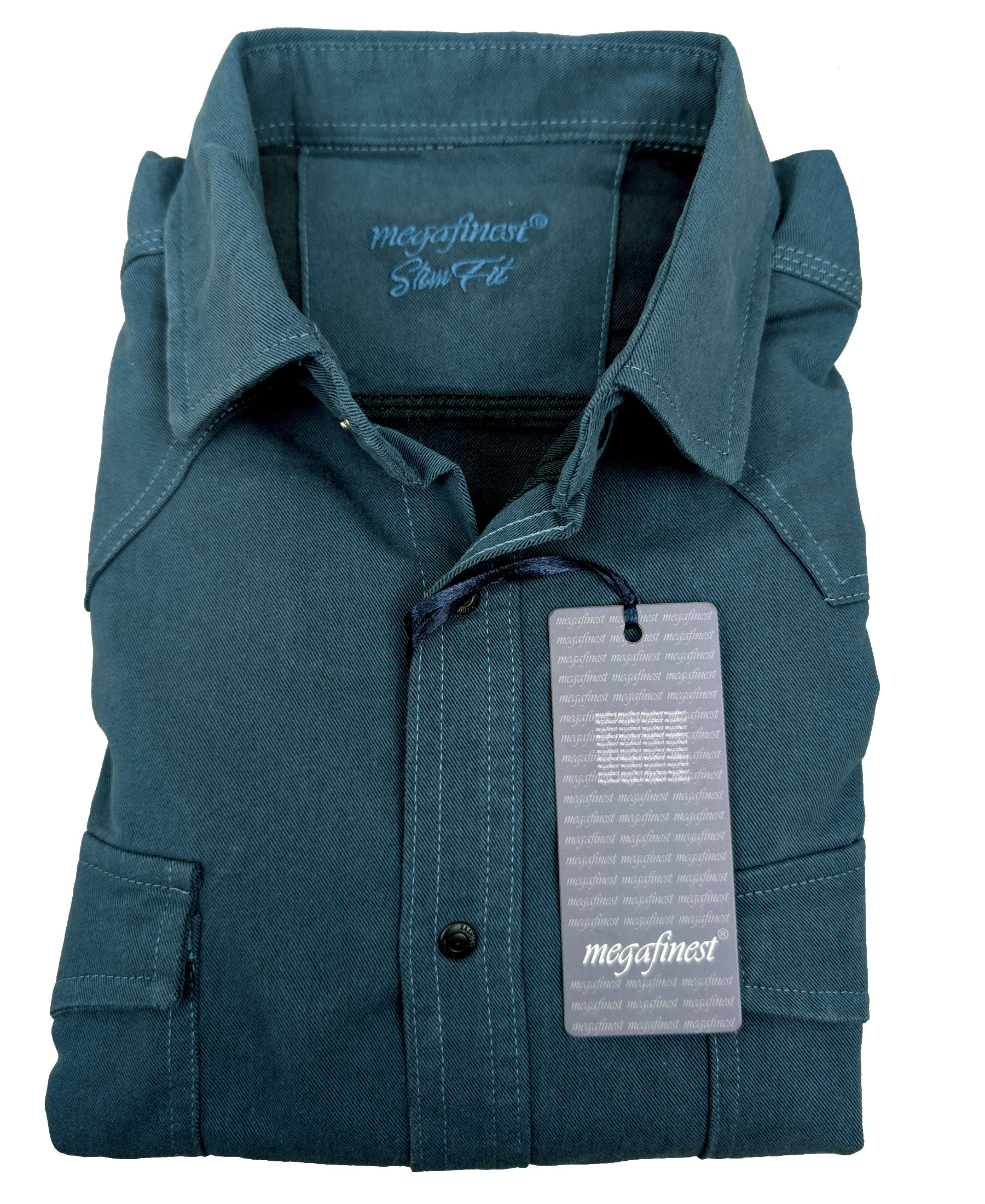Niebieska Koszula Męska Megafinest Flexible Marine Blue 289 Slim