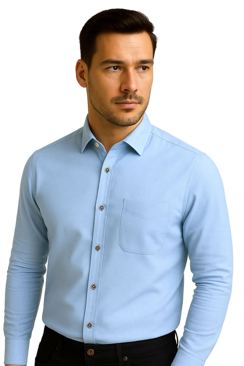 Koszula Męska Niebieska Sportowa z Długim Rękawem model 223
