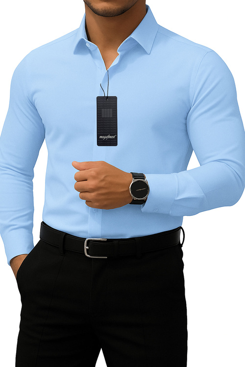 Elegancka niebieska koszula męska klasyczna długi rękaw 312