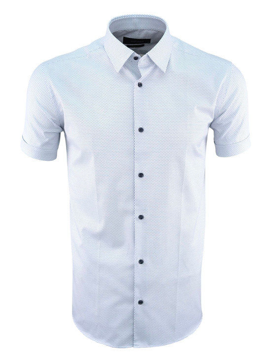 Biała Koszula Męska na Krótki Rękaw Mikrowzór Slim 162
