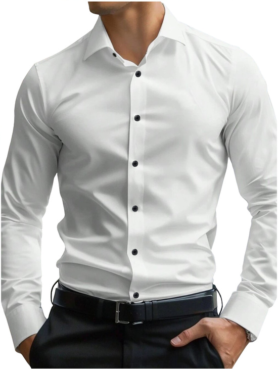Biała Koszula Elegancka z długim rękawem model 151
