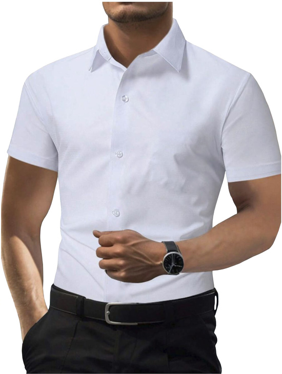 Biała koszula z krótkim rękawem Duża Regular Model 149