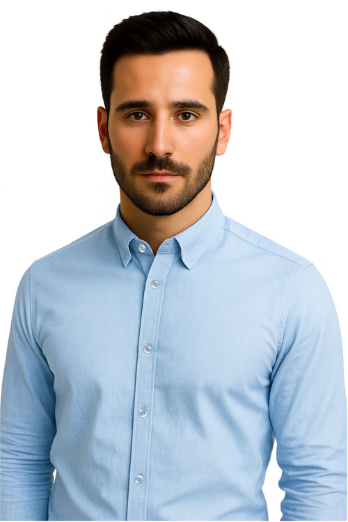 Koszula Męska Błękitna Regular Fit 100% Bawełny Model 268