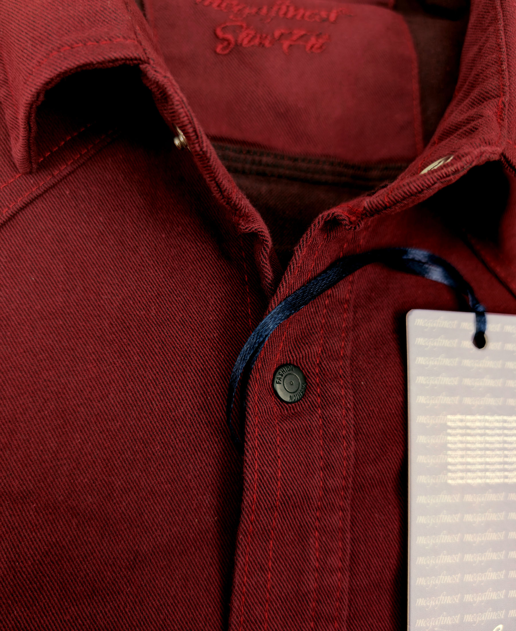 Bordowa Koszula Męska Megafinest Flexible Crimson 288 Slim