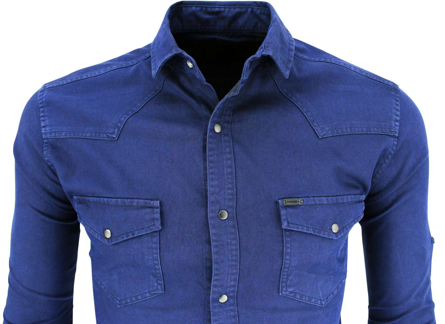 Jeansowa koszula ciemno niebieska slim 658